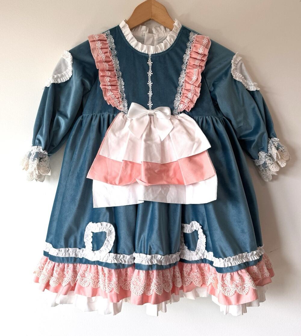 Ziivaxxy Girls Size 7 8 Lolita Dress Boutique Ruffle Lace Bow Tiered Velvet NWT
